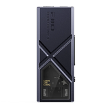 Amplificador y DAC para audífonos FiiO KA13 en color negro, con puertos y controles visibles en el dispositivo.